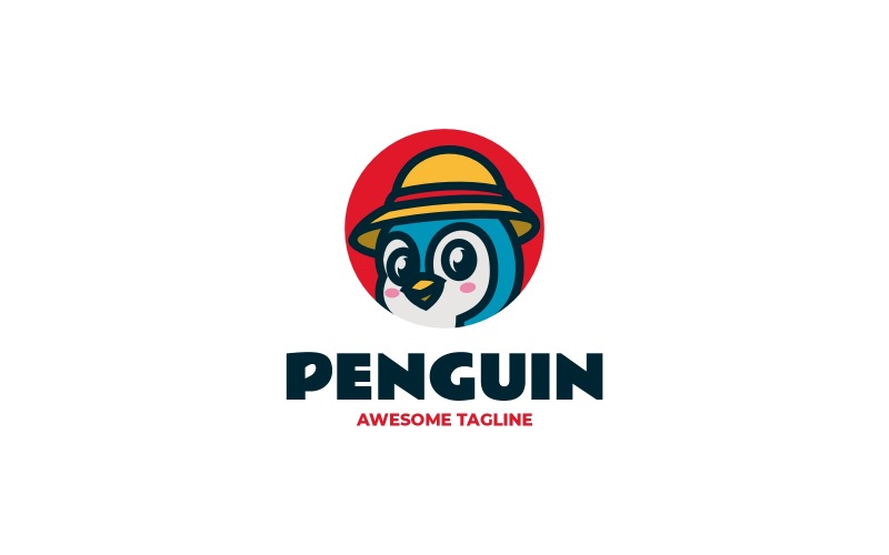 Logotipo de desenho animado de mascote de pinguim 12