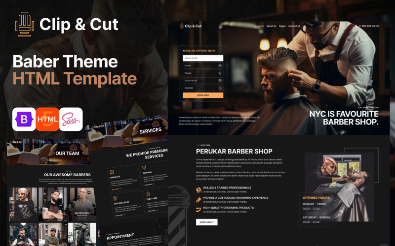 Clip & Cut - Szablon witryny HTML dla salonu fryzjerskiego i fryzjerskiego