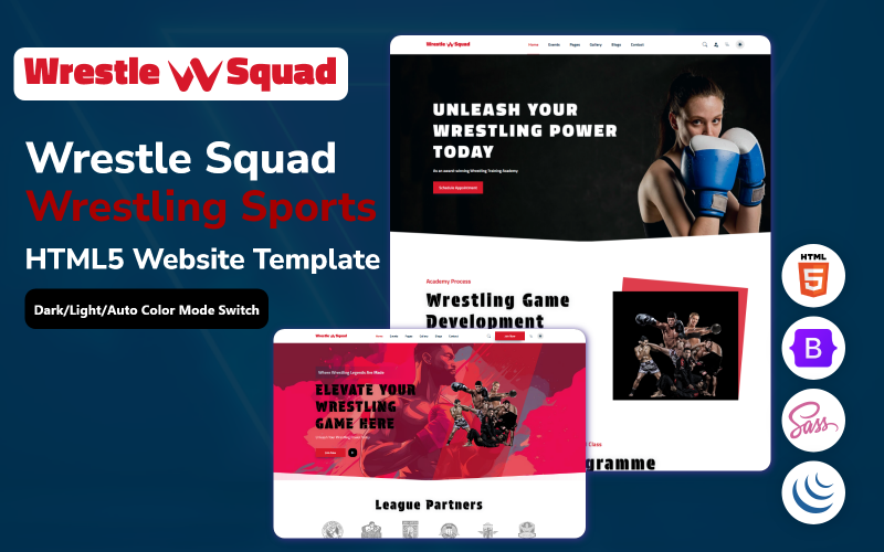 Wrestle Squad - Szablon witryny HTML5 poświęconej sportom zapaśniczym