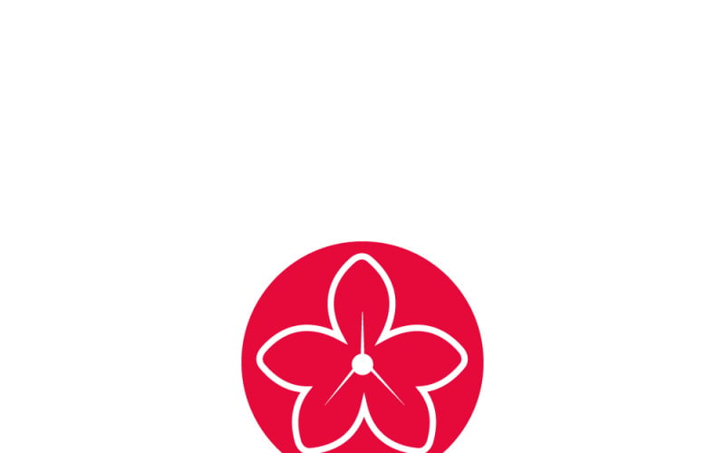 Beauté, fleur, logo fleur rouge avec bordure blanche dans le cercle rouge