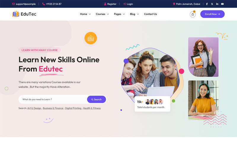 Edutec - Online tanfolyam LMS oktatás WordPress sablon