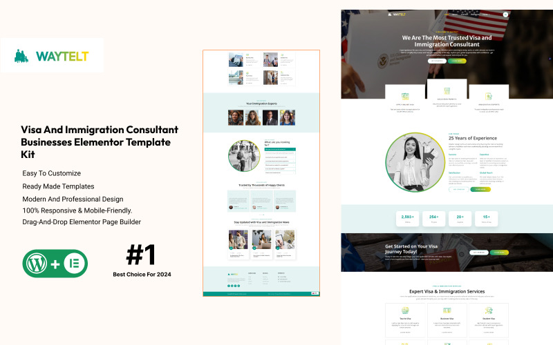 Waytelt – Kit modello Elementor multilingue per consulenza sull'immigrazione