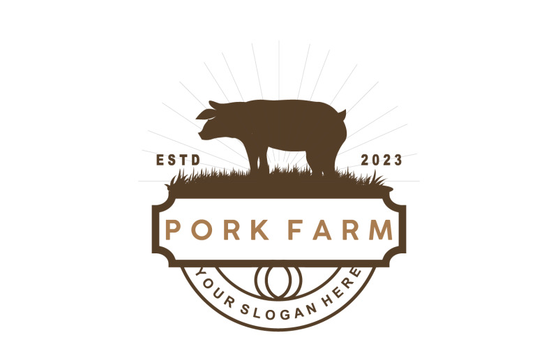 Logo de cochon, porc grillé, bétail, vecteur V5