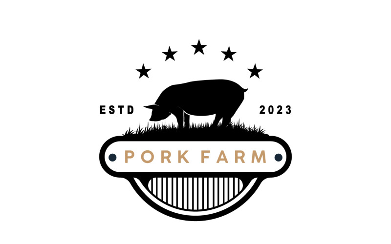 Logo prase Grilovaná vepřová dobytek Vector V3