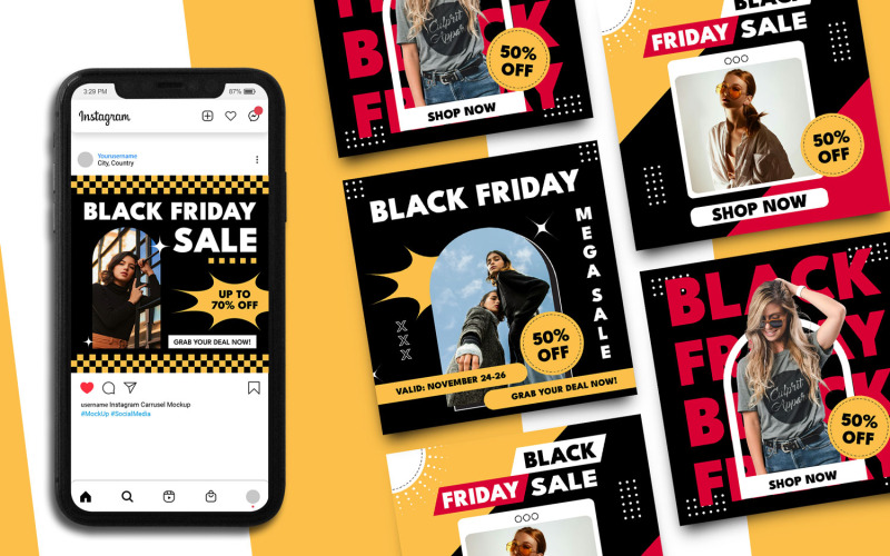 Modello di post Instagram del Black Friday 17