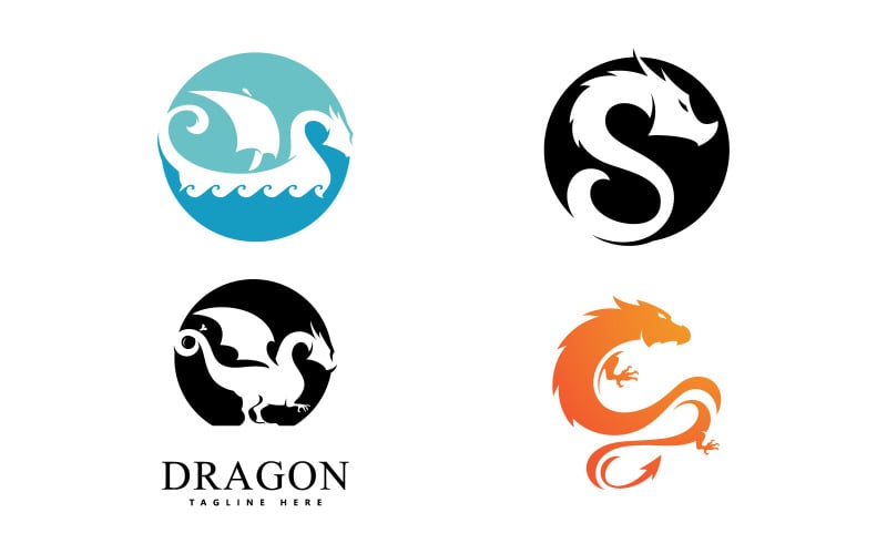 Dragon vector icon illustration design logo template19