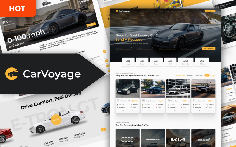 Carvoyage - HTML-mall för biluthyrning och bokning
