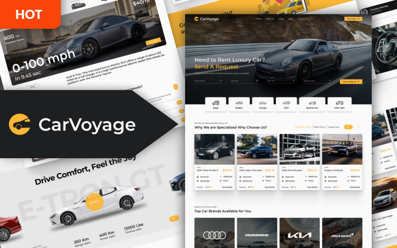 Carvoyage - HTML šablona pro pronájem a rezervaci auta