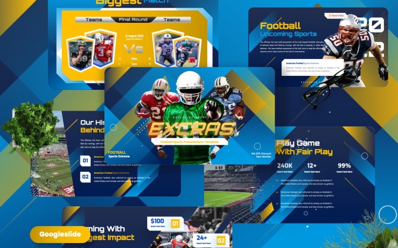 Excras - Fotboll Sport Googleslide mallar