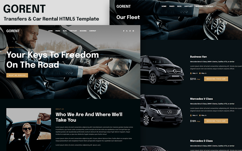 Gorent - Modèle HTML5 pour transferts en limousine et location de voiture