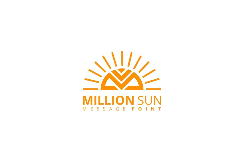 písmeno M slunce vektorové logo design