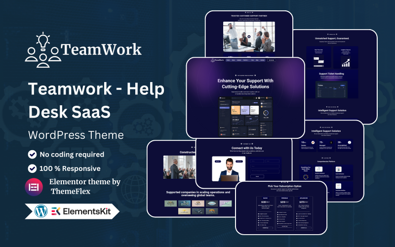 Csapatmunka – Help Desk SaaS WordPress téma