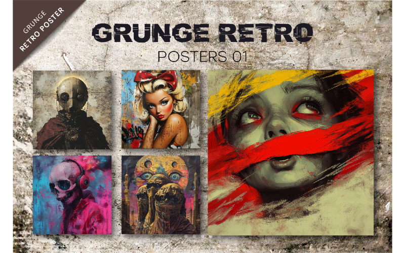 Grunge retro plakáty 01. Retro Art.
