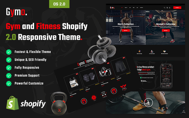 Gymo - Тренажерный зал и фитнес Shopify 2.0 Адаптивная тема