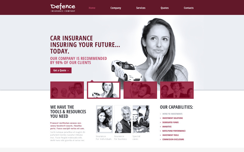 Försäkringsresponsiv webbplatsmall