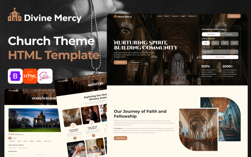 Göttliche Barmherzigkeit – HTML-Vorlage für die Kirche mit Veranstaltungen, Spenden und Predigten