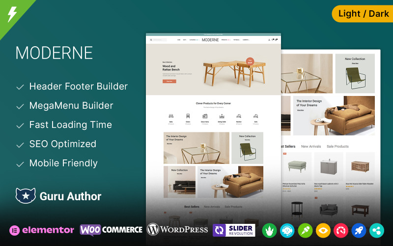 Moderne - WooCommerce-Theme für Möbel, Wohnkultur, Inneneinrichtung und Beleuchtung