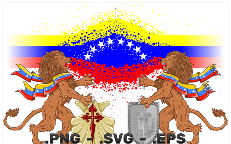 Växlande lejon med Venezuelas flagga