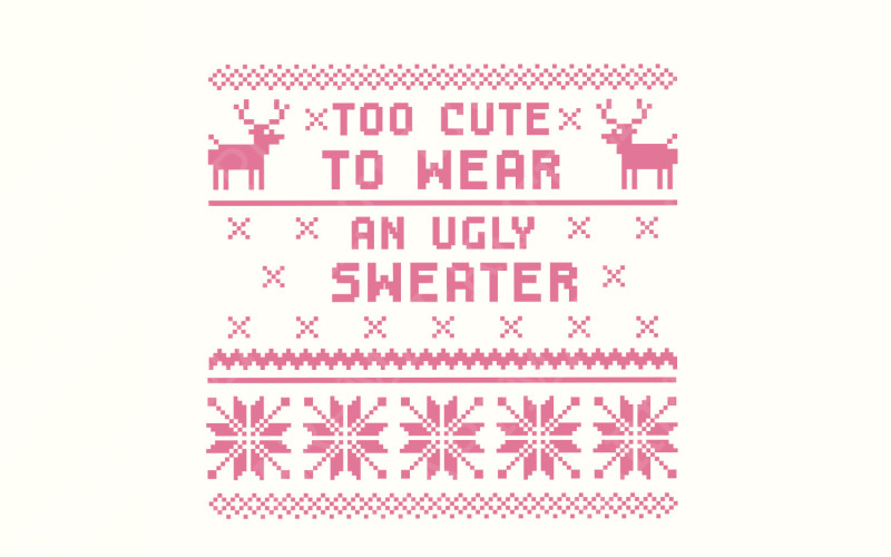 Trop mignon pour porter un pull de Noël moche Png, Vintage Santa Png, Téléchargement numérique de Noël drôle,