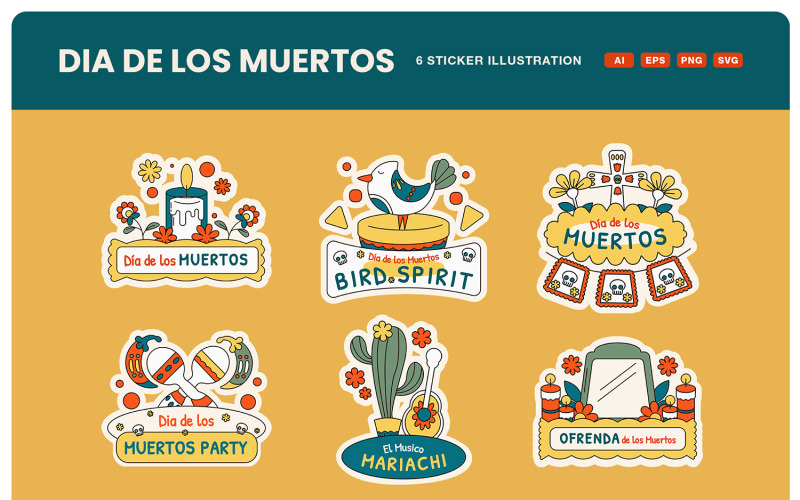 Colección de pegatinas del Día de los Muertos