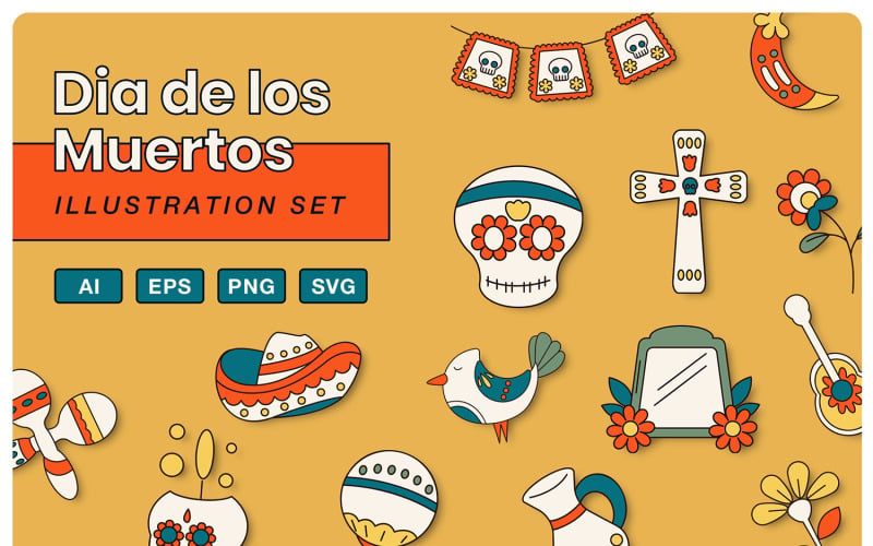 Collection d'illustrations Dia De Los Muertos