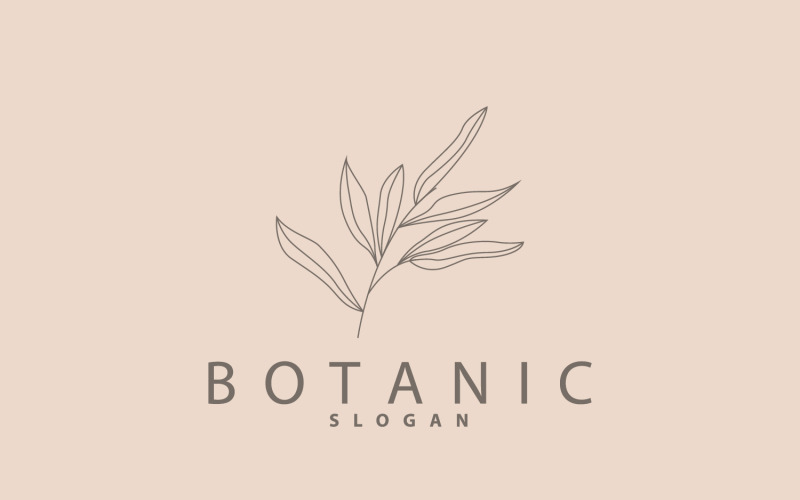 Logo Leaf Line Piękne ręcznie rysowane V11