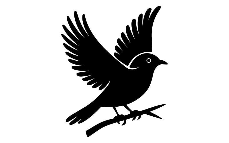 Ilustración de silueta de un pájaro posado en una rama.