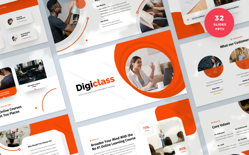 Modelo de PowerPoint de educação on-line DigiClass