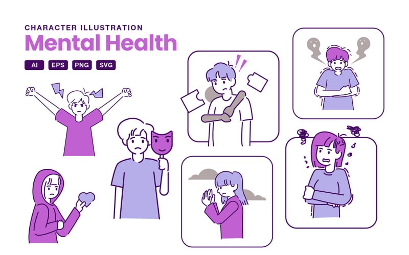 Illustration för mental hälsa karaktär