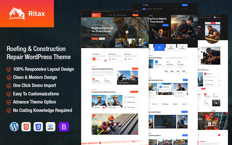 Ritax - тема WordPress для кровельных и строительных работ