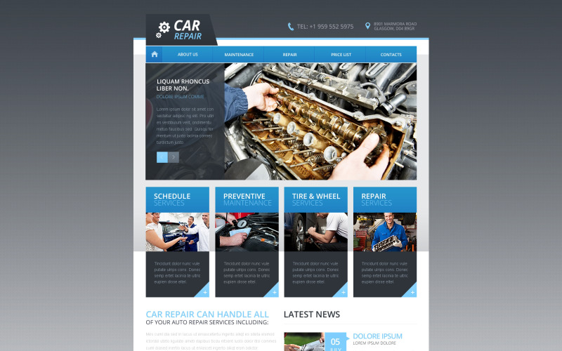 Адаптивний шаблон веб-сайту з ремонту автомобілів