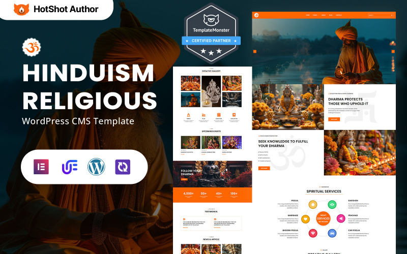 Dharma - Thème WordPress Elementor sur l'hindouisme et le culte religieux