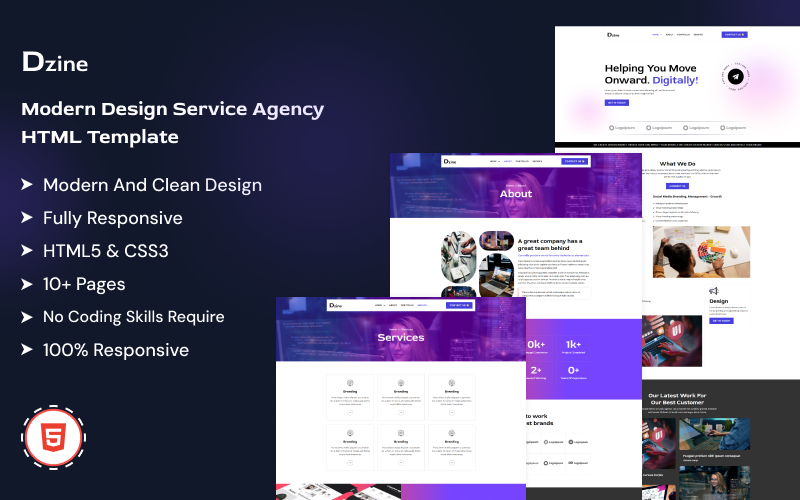 Dzine - HTML-шаблон агентства сучасних дизайнерських послуг