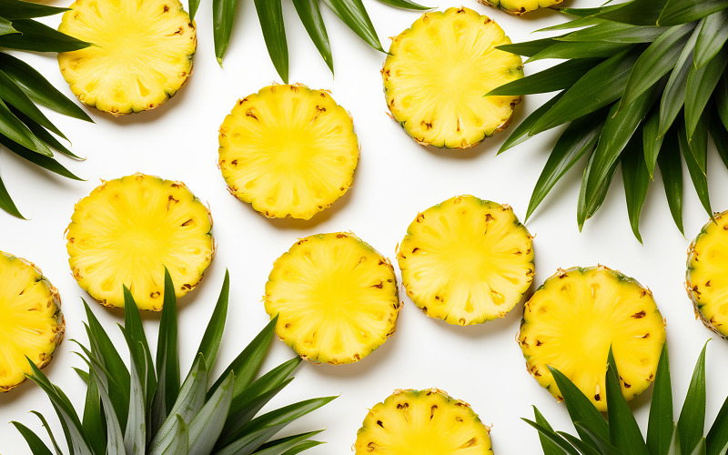 ananas congelato tagliato su sfondo bianco