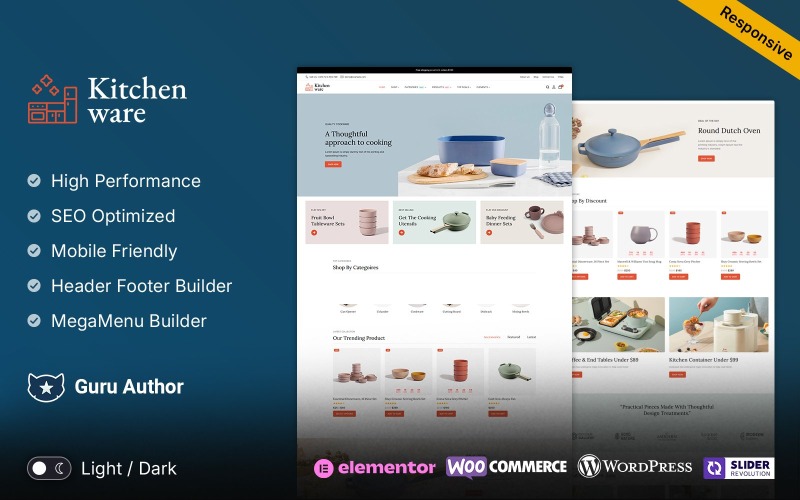 Kuchyňské nádobí – Víceúčelové responzivní téma WooCommerce do kuchyně, domácích spotřebičů a nádobí