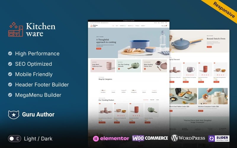 Ustensiles de cuisine - Thème WooCommerce réactif polyvalent pour la cuisine, les appareils électroménagers et la vaisselle