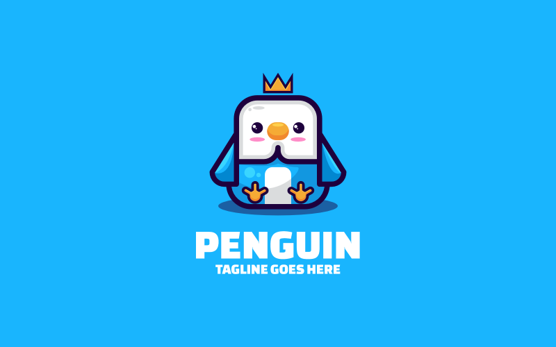 Logo mascotte del cartone animato del pinguino 01