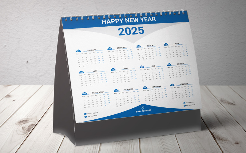 Einseitiges Monatskalender-Design für Büroschreibtisch oder Wand-Vektorvorlage