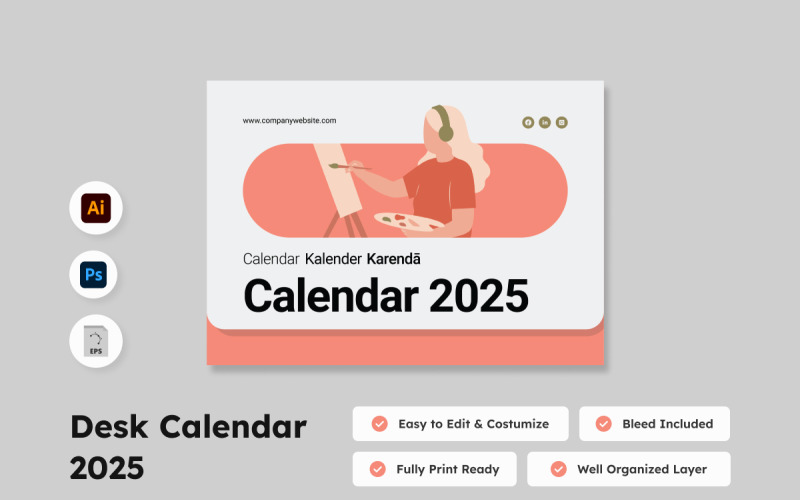 Skrivbordskalender 2025 Design V7