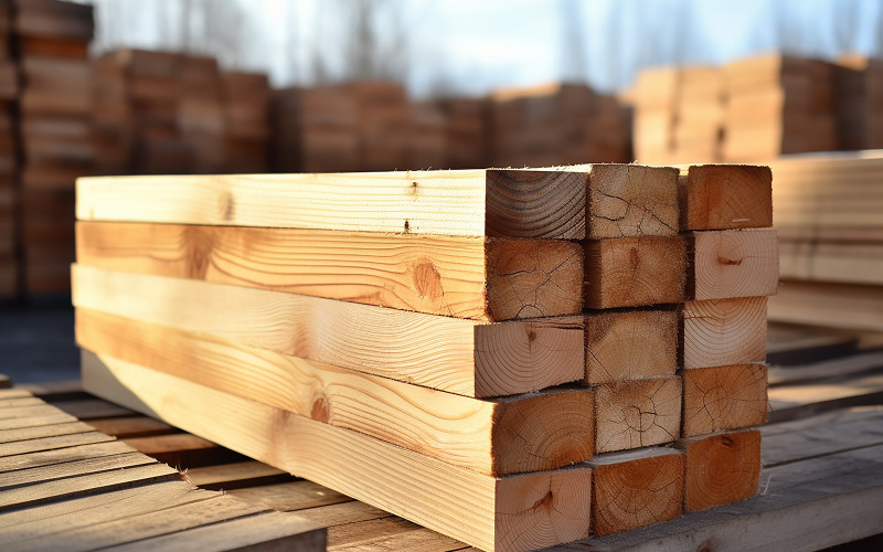 Las tablas de madera se almacenan al aire libre. Tablas de madera