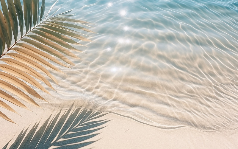 palmbladschaduw op abstracte witte zandstrandachtergrond
