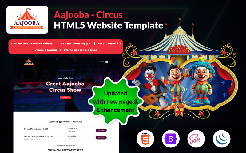 Aajooba - Zirkus HTML5-Website-Vorlage