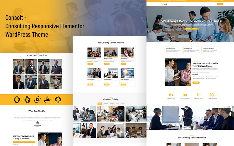 Consolt - Thème WordPress réactif Elementor pour société de conseil et de services