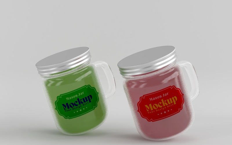 Mockup di barattolo di vetro per bevande Mason per marchio personalizzabile 06