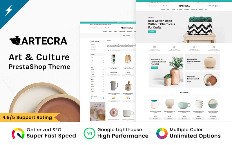 Artecra - Sztuka, Kultura, Dekoracje i Rękodzieło Motyw Prestashop