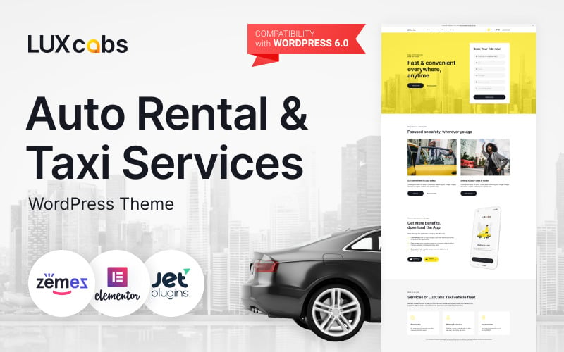 LuxCabs - Tema de WordPress para alquiler de automóviles y servicios de taxi