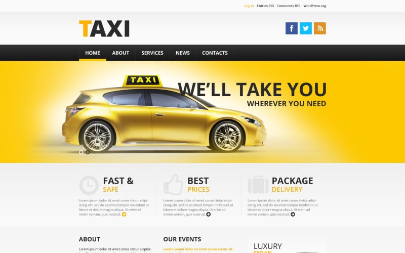 услуги такси wordpress тема