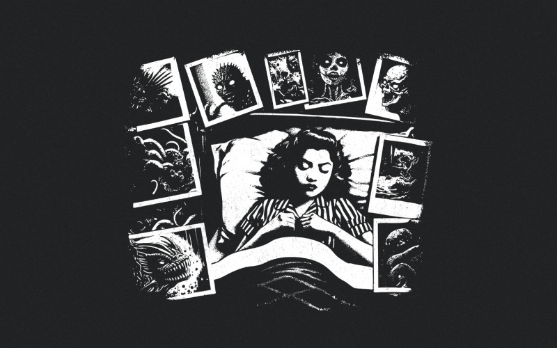 Pesadilla oscura PNG, vibraciones espeluznantes, diseño de sublimación de terror, gráfico oculto de brujería, gótico