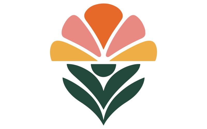 Een platte grafische ontwerpillustratie van een bloemenlogo