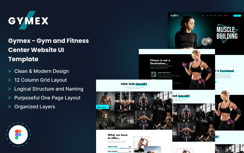 Gymex – Edzőterem és fitneszközpont webhely felhasználói felületi sablonja